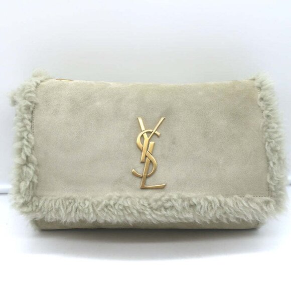 Saint Laurent Kate Shearling Medium Reversible Shoulder Bag Beige Suede - Picture 3 of 12
